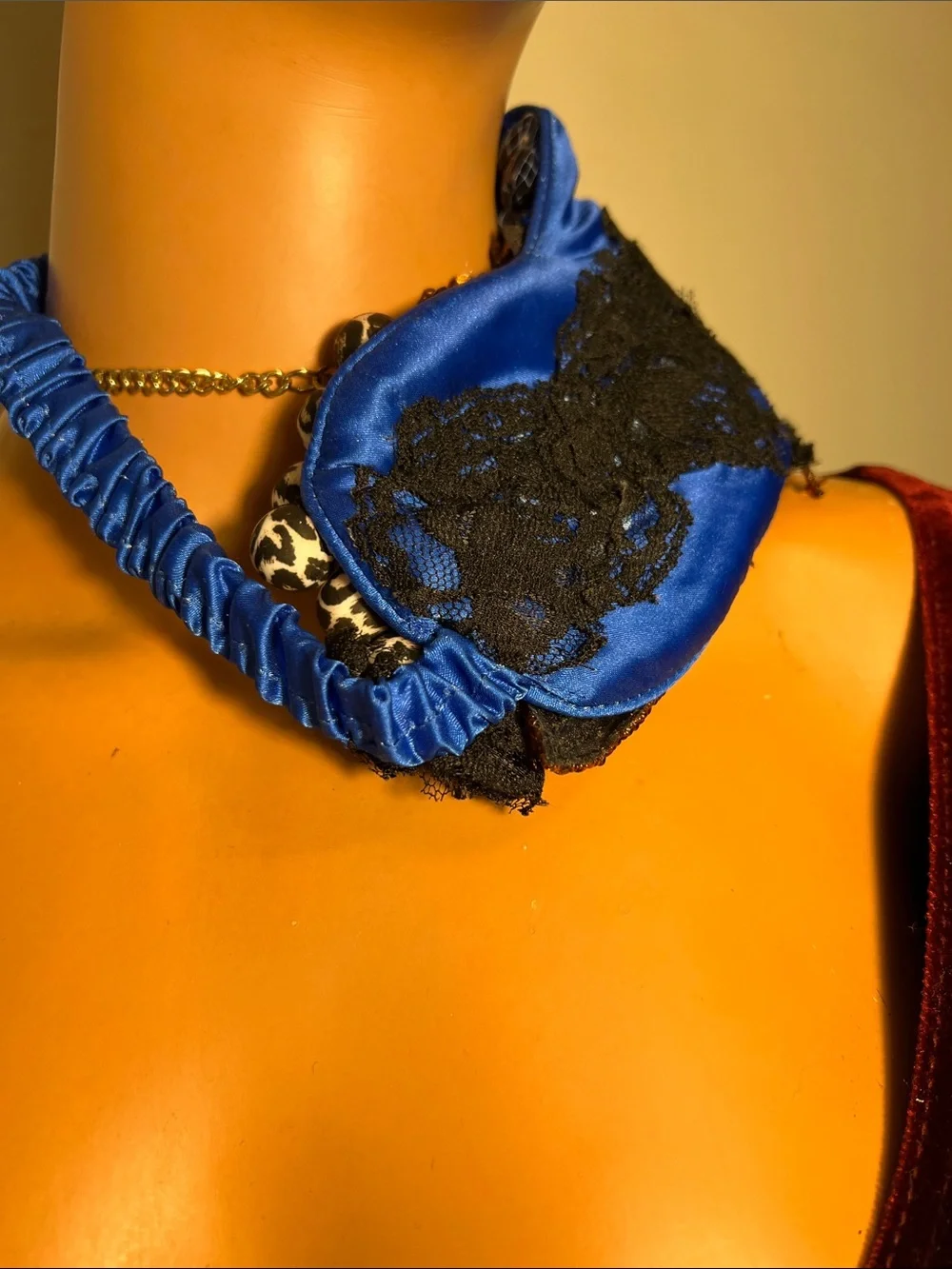 Embellished Blue and Gold Sequin Face Mask - Designer-Inspired